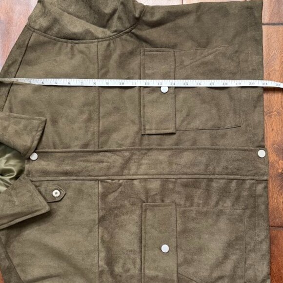 Brown Faux Leather Zip-Up Bomber Jacket with Pockets Size: M - Picture 11 of 13